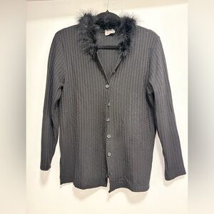 Vintage 90s Feather Trim Cardigan